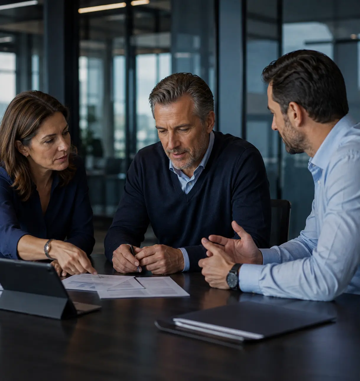 Business owners reviewing their company strategy